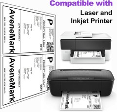 100 Sheet Half Page Shipping Labels 8.5 x 11 Sheets White Permanent Adhesive