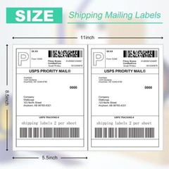 1000 8.5”x5.5” Shipping Mailing Labels Half Sheet Self Adhesive for Laser ink