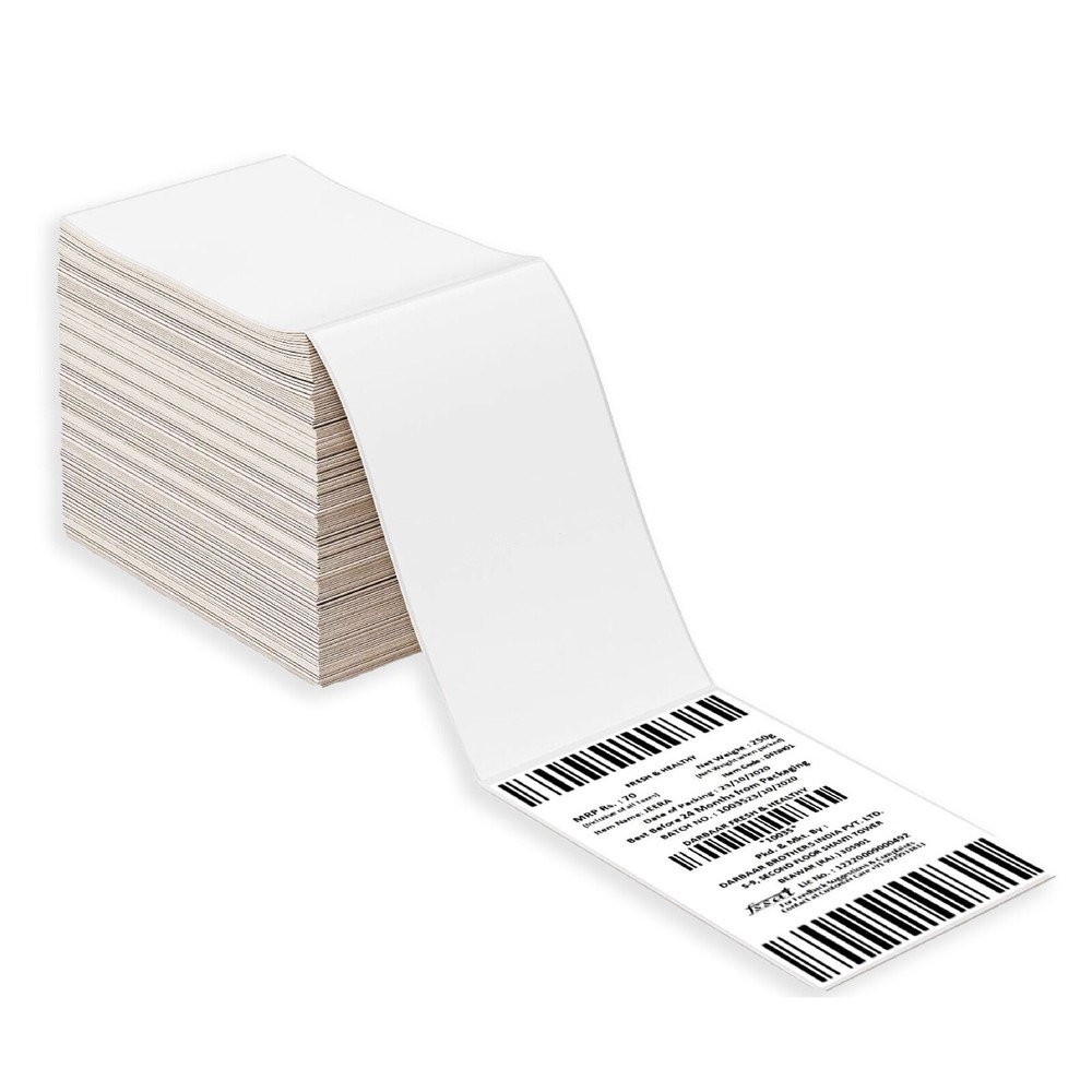 2000 Labels/Stack 4×6 Fanfold Direct Thermal Shipping Perforated Labels 2 Stack