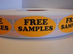 FREE SAMPLES 1×2 oval Sticker Label fluorescent orange 250/rl