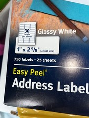 40 Sheets Avery 6526 Laser Address Labels Glossy White 1″ x 2-5/8″ 1000 Sheets