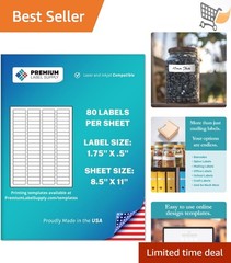 White Return Address Labels 1.75×0.5 Inch Laser Inkjet Compatible 2000 Sheets