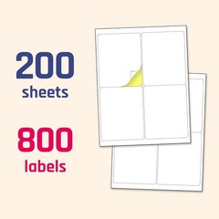 White Labels 4×5 – 200 Sheets, Laser/Inkjet Printable