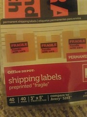 Office Depot Shipping Labels Preprinted Fragile 40 Labels 40 Sheets 3X5 Compare