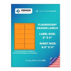 1000 Fluorescent Orange 2″ x 4″ Neon Color Address Labels 10 per sheet