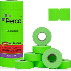 1 Line Green Labels 1 Sleeve 8,000 Blank Pricing Labels for Perco Price Guns