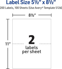 Avery Half-Sheet Printable Shipping Labels, 5.5″ x 8.5″ Customizable Stickers