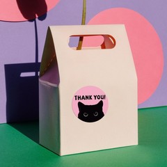 500 PCS Cute Pink Thank You Stickers – 2 Inch Funny Black Cat Design Stickers…