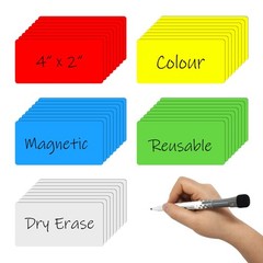 Dry Erase Magnetic Labels, 4×2 Inch, 40 Pieces in 5 Colors, Reusable, for Whi…