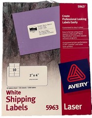 Avery White Shipping Labels- 2″ X 4″ Length, 2500 Labels/250 Sheets, Number 5963