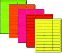 Fluorescent Assorted Color Address Labels 1″ X 2 5/8″- 750 Neon Mailing Labels (