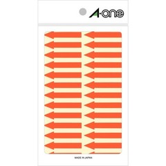A-one Special Labels, Fluorescent Red, Arrows, 26 Labels, 6 x 42mm, 4 Sheets, 08