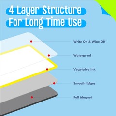 Magnetic Name Tag Labels, 42 PCS Dry Erase Reusable Neon Name Stickers Frame …