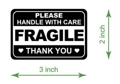 2×3” inch 200PCS Black White Fragile Handle with Love Labels Stickers Shippi…