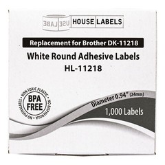 Non-OEM Fits BROTHER DK-1218 ROUND Labels – 1″ – (1) Roll of 1000 + (2) FRAMES