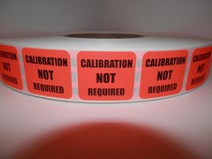 CALIBRATION NOT REQUIRED 1X1.125 fluorescent red Sticker Label 250/rl