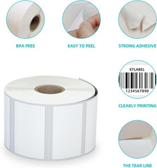 Kingtac 3-Proof 1″ Core(12,000 Labels) 2.25″ X 1.25” Direct Thermal Labels – 12