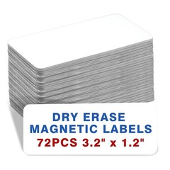 72 Pcs Dry Erase Magnetic Labels, 3.2″ x 1.2″ White