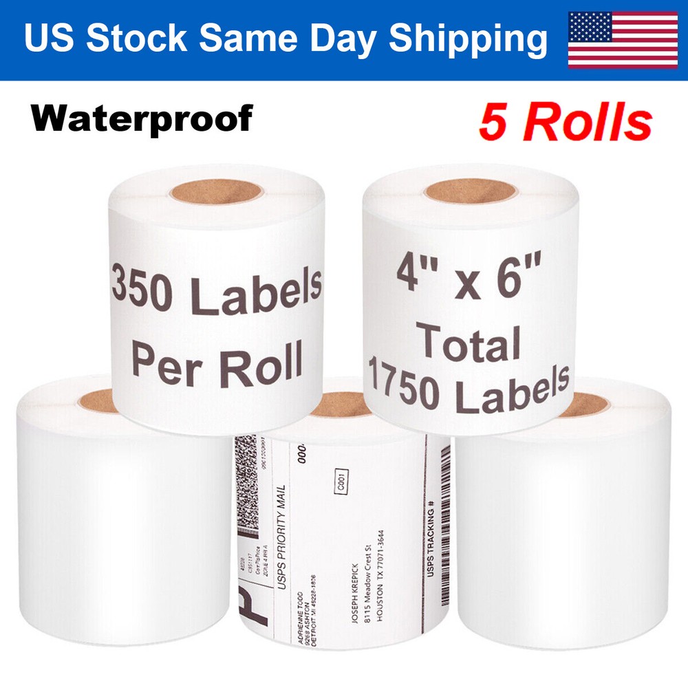 4″x6″ Thermal Label Paper 350 Labels/Roll Self Adhesive Blank Label Paper 5Rolls