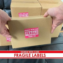 500 Per Roll 2X3 HANDLE WITH CARE – FRAGILE – THANK YOU Stickers