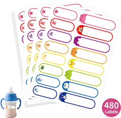 480 Pcs Labels for Kids Stuff Daycare, Waterproof Baby Name Label, Washable Bott
