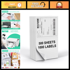 1000 Shipping Mailing Labels 8.5×5.5″ – 2 Labels/Sheet, Permanent Adhesive for L