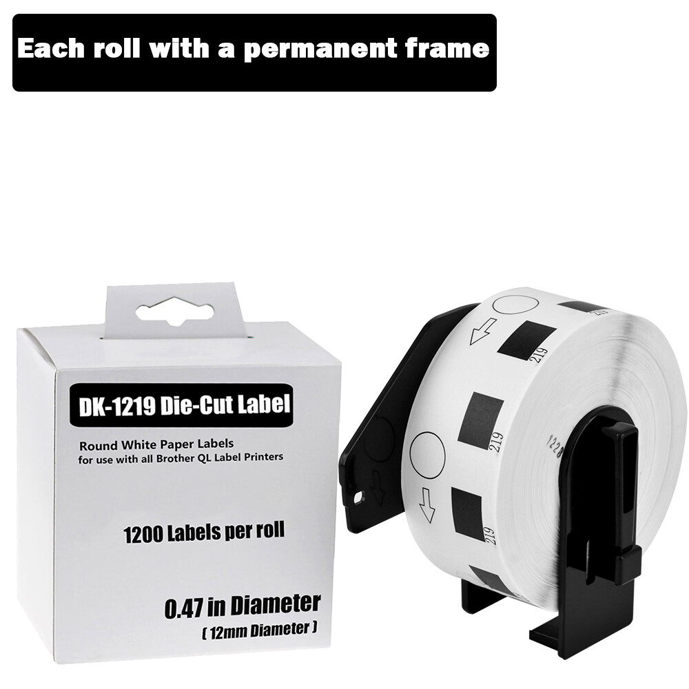 1Roll Round White Thermal Paper Labels DK-1219 for Brother QL Diameter 1/2″