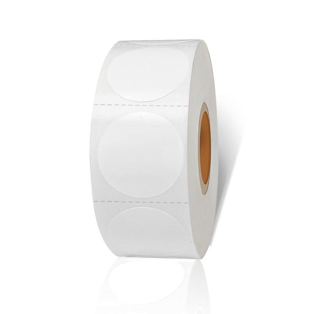1 Inch White Round Thermal Sticker Labels, Self-Adhesive Circle Direct Therma