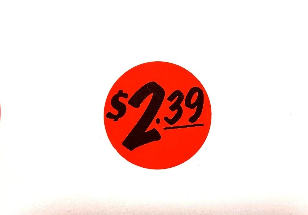 $2.39 Discount Pricing Labels Price Point Sale Adhesive Sticker Label 1000 PCS