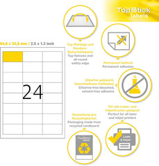 8736 Multi-Purpose Labels, 24 Labels per A4 Sheet, 64.6 X 33.8 Mm, 2400 Labels,