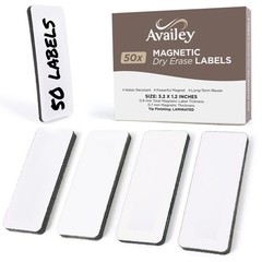 Availey 50 Pieces (3.2 x 1.2) – White Magnetic Dry Erase Labels – Reusable St…