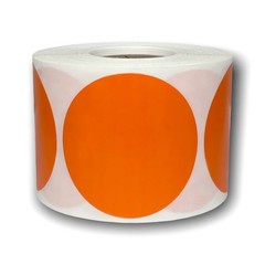 Zebra / Rollo 1.5″ Round Direct Thermal Orange Labels 1″ Core 4 RLS 500 EA