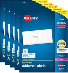 Avery Easy Peel Printable Address Labels with Sure Feed, 1″ x 2-5/8″ Customizabl