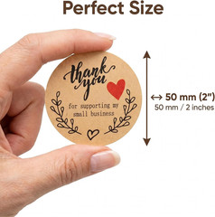 500 Pieces of Kraft Paper Adhesive Labels in one roll, 2-inch Thank You for Supp