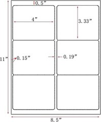 6 Up Labels, FBA Carton Labels, Blank White Adhesive, 4″ x 3-1/3″ – 6000 Labels!