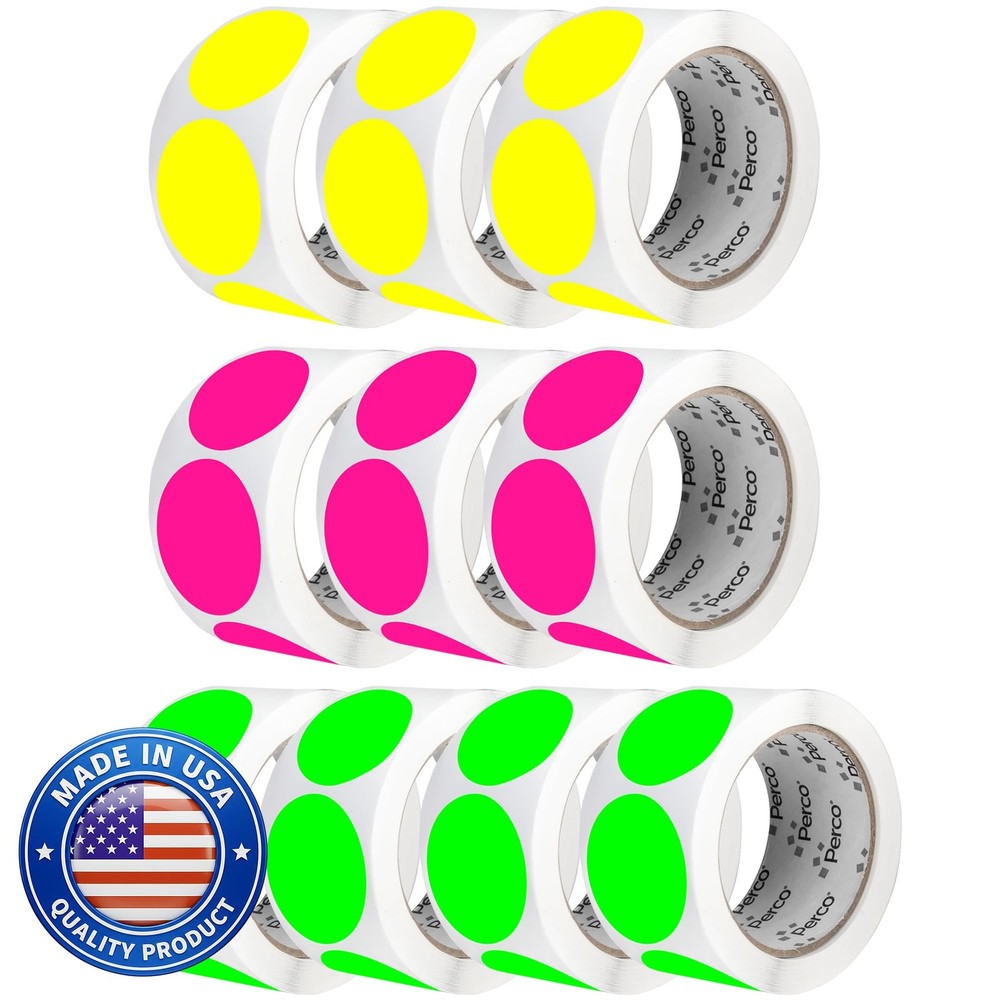 Variety 2-Inch Perforated Round Dot Stickers — Assorted Neon Colors (4 Green,…