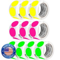 Variety 2-Inch Perforated Round Dot Stickers — Assorted Neon Colors (4 Green,…