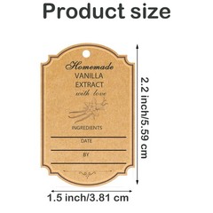 100 Pcs Kraft Homemade Vanilla Extract Stickers 2.2 * 1.5 Inch Vanilla Instru…