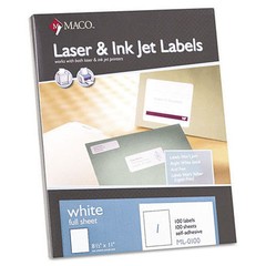 New Maco ML0100 – White All Purpose Labels, 8.5″ x ll”, 100/Box – 5-Box Pack