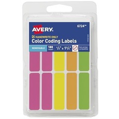 Avery Color-Coding Removable Labels, 1/2″ x 1-3/4″, Assorted Neon Colors,