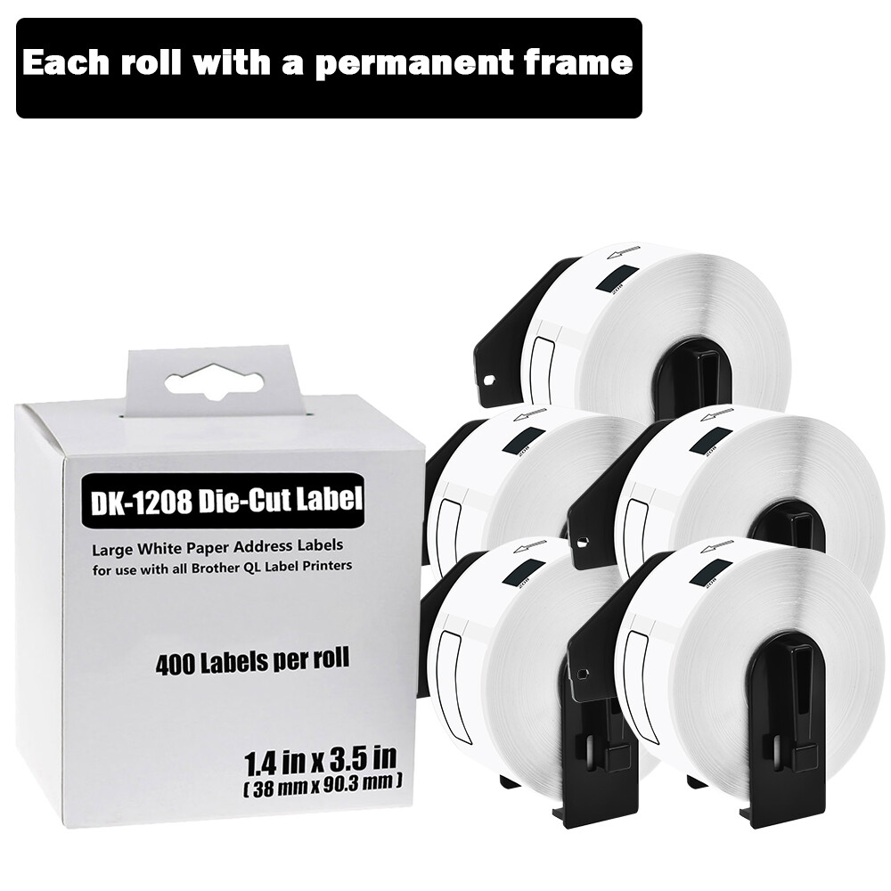 5ROLLS 38mmx90mm Shipping Label 1-1/2″x3-1/2″ Compatible Brother QL-810W DK-1208