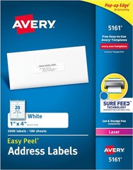 Avery Easy Peel Address Label – 1″ Width X 4″ Length Permanent 2000 / Box