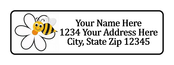 400 Bee & Flower Personalized Return Address Labels. 1/2 inch by 1 3/4 inch