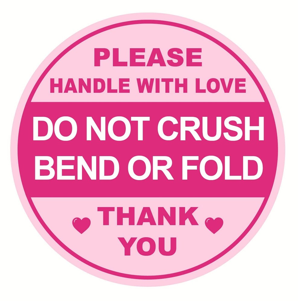 Do Not Crush Bend or Fold Sticker,2inch 300pcs Pink Cute Do Not Crush Shippin…