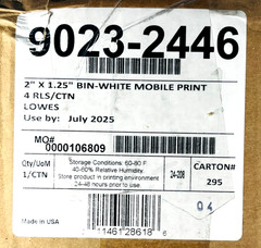 Bin-White Mobile Print Labels Rolls Blue Outline 2″ x 1.25″ 9023-2446 – LOT of 4
