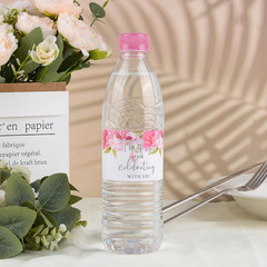 Wedding Water Bottle Labels Thank You, 50 Pcs Pink Rose Flower Wraps Floral