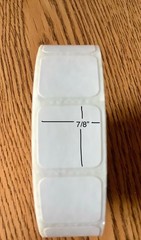 THERMAL TRANSFER LABEL, ROLL 1000, 7/8” x 7/8”PERFORATED, 1” CORE, SELF-ADHESIVE