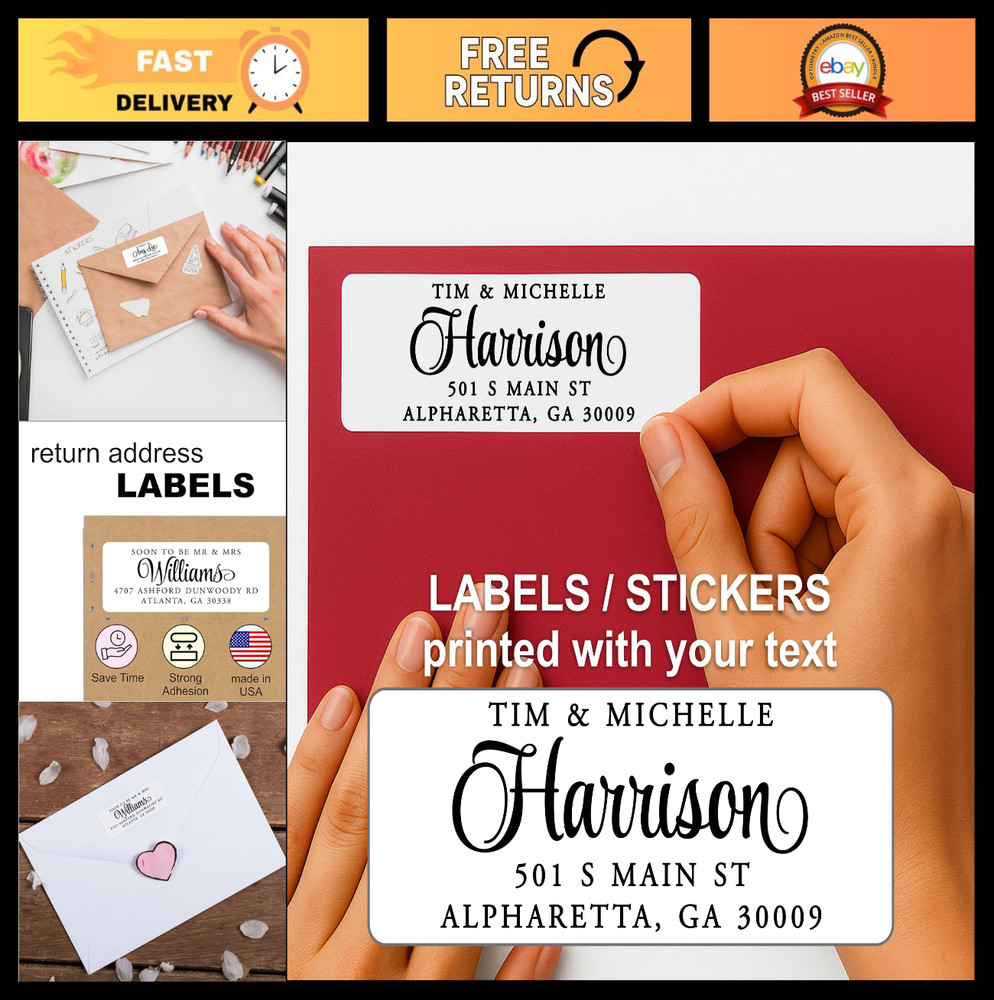 Custom Return Address Labels – Personalized Peel and Stick Stickers for Mail, 10