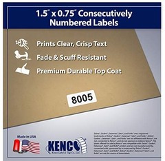 Consecutively Numbered Labels 1.5 x 0.75 Inch White Paper 1000 Per Roll Numbers