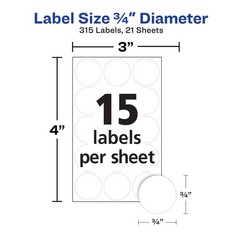 Avery Multi-Use Removable Labels, 3/4 Inch Round Stickers, White, Non-Printable,